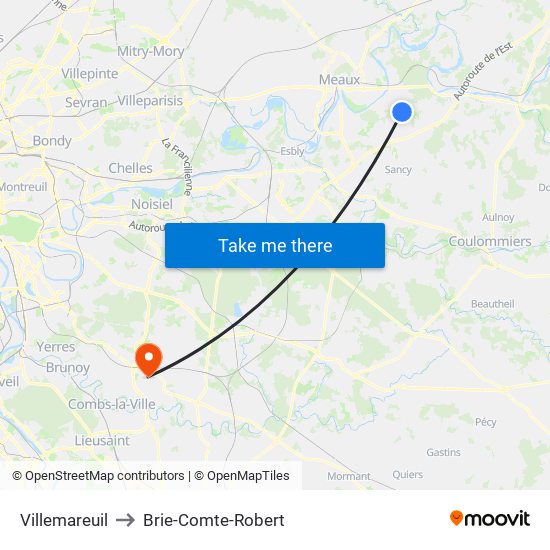 Villemareuil to Brie-Comte-Robert map