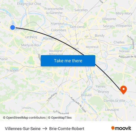 Villennes-Sur-Seine to Brie-Comte-Robert map