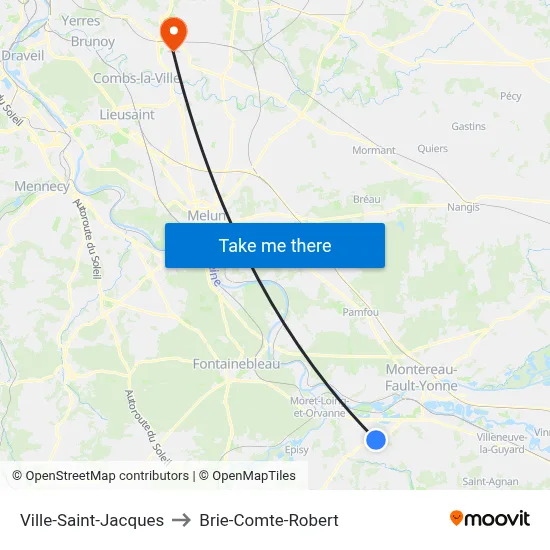 Ville-Saint-Jacques to Brie-Comte-Robert map