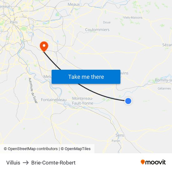 Villuis to Brie-Comte-Robert map