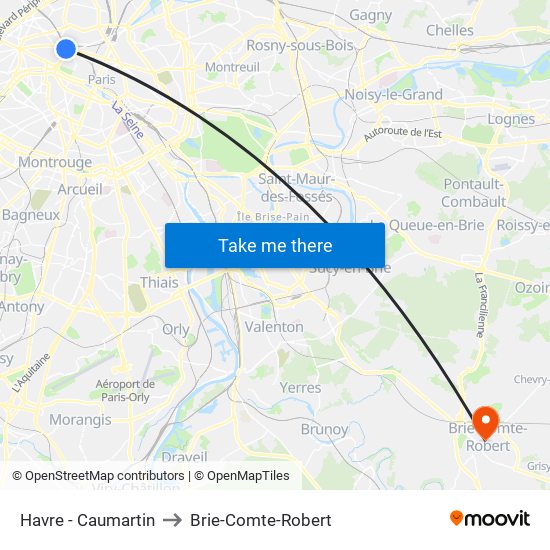 Havre - Caumartin to Brie-Comte-Robert map