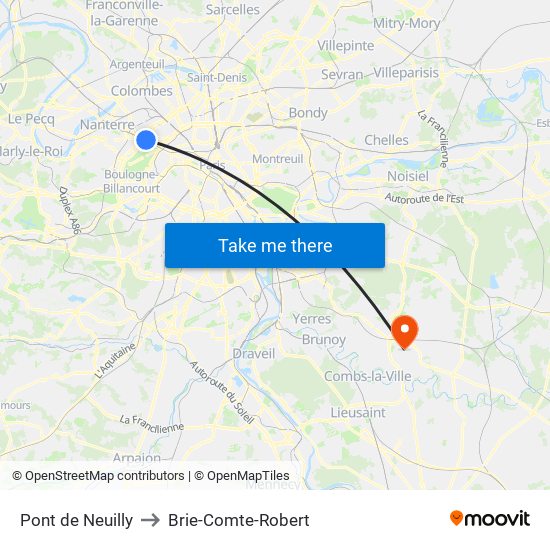 Pont de Neuilly to Brie-Comte-Robert map