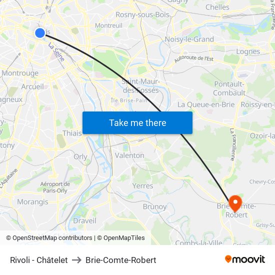 Rivoli - Châtelet to Brie-Comte-Robert map