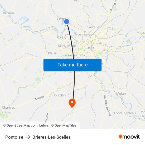 Pontoise to Brieres-Les-Scelles map