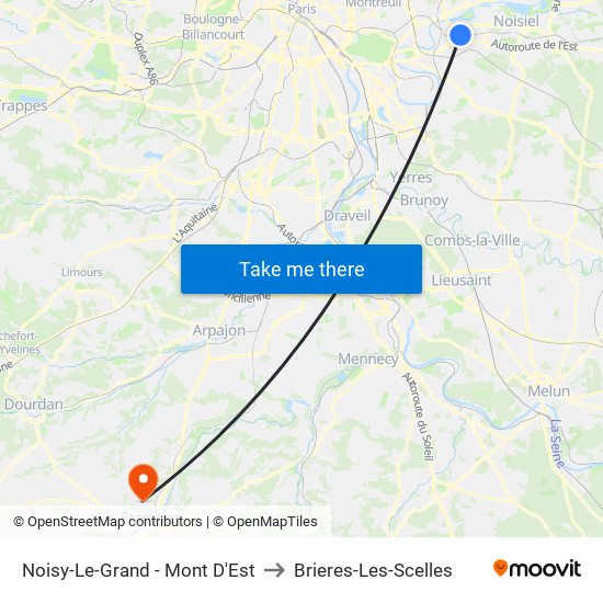 Noisy-Le-Grand - Mont D'Est to Brieres-Les-Scelles map