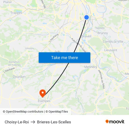 Choisy-Le-Roi to Brieres-Les-Scelles map