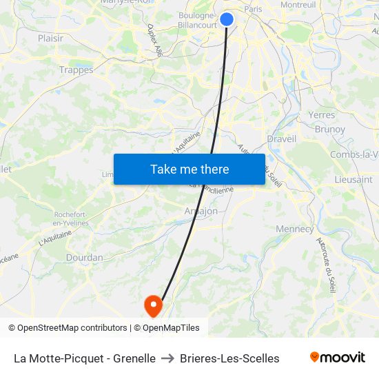 La Motte-Picquet - Grenelle to Brieres-Les-Scelles map