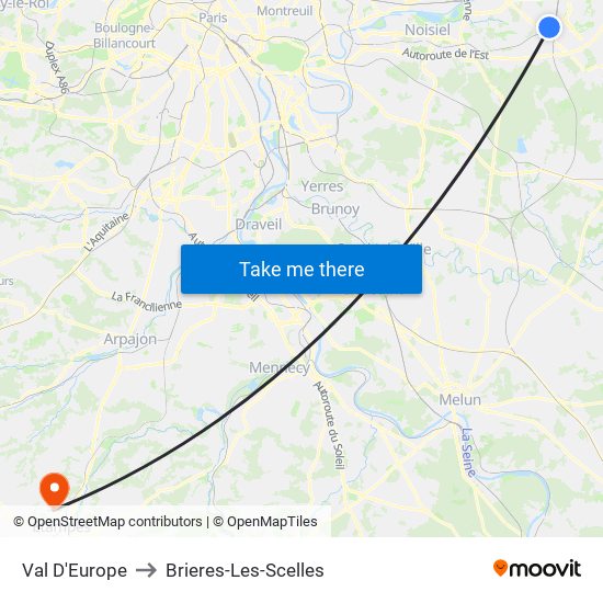Val D'Europe to Brieres-Les-Scelles map