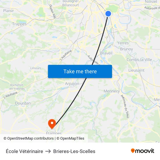 École Vétérinaire to Brieres-Les-Scelles map