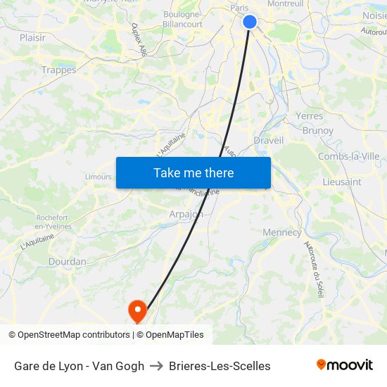 Gare de Lyon - Van Gogh to Brieres-Les-Scelles map