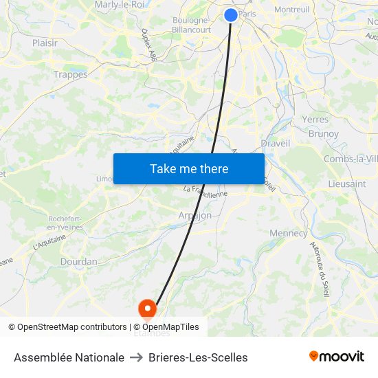 Assemblée Nationale to Brieres-Les-Scelles map