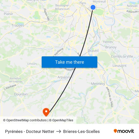 Pyrénées - Docteur Netter to Brieres-Les-Scelles map