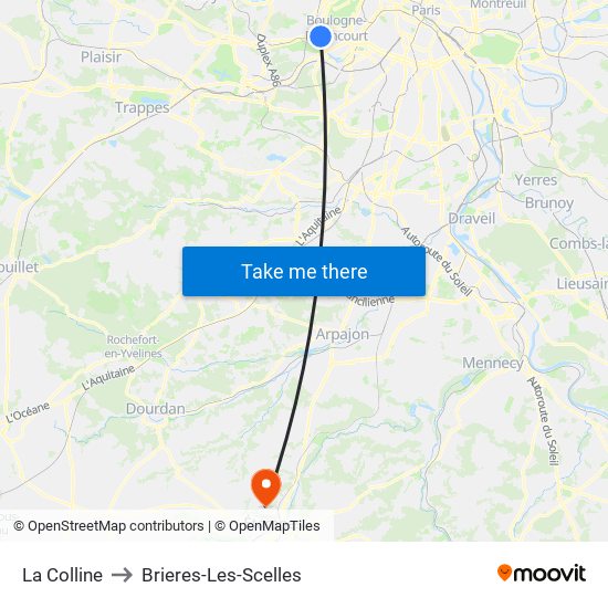 La Colline to Brieres-Les-Scelles map