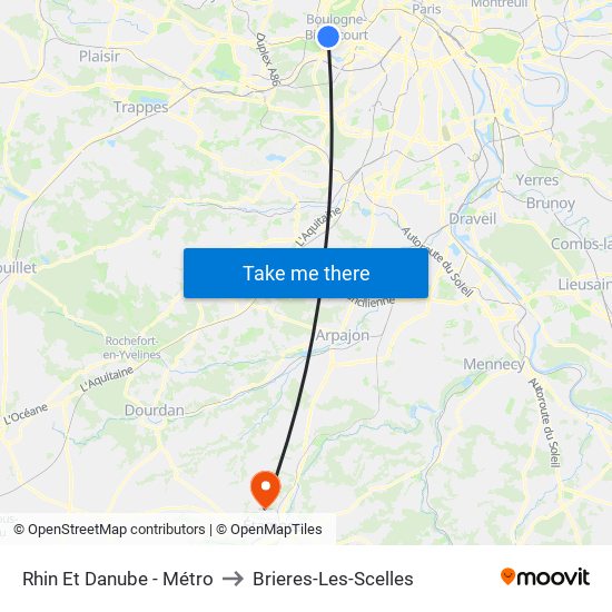 Rhin Et Danube - Métro to Brieres-Les-Scelles map