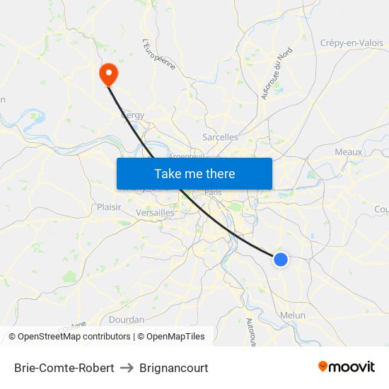 Brie-Comte-Robert to Brignancourt map