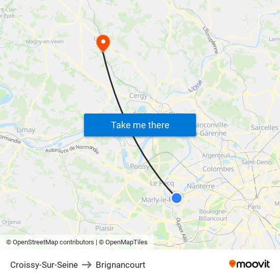 Croissy-Sur-Seine to Brignancourt map