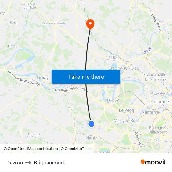 Davron to Brignancourt map