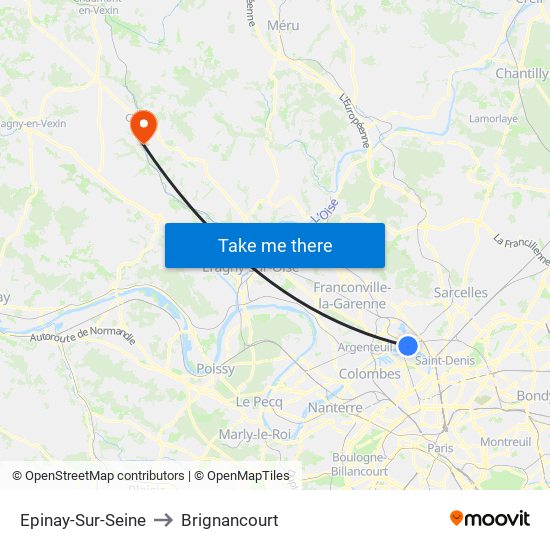 Epinay-Sur-Seine to Brignancourt map