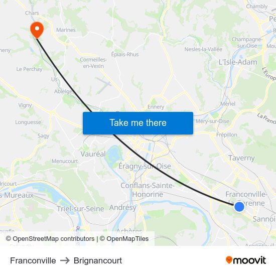 Franconville to Brignancourt map