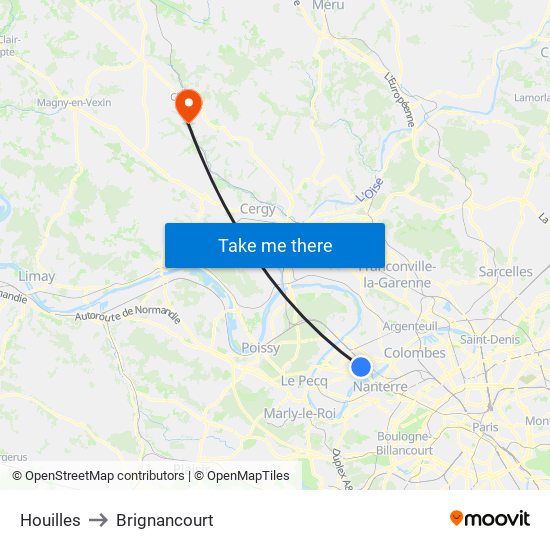 Houilles to Brignancourt map