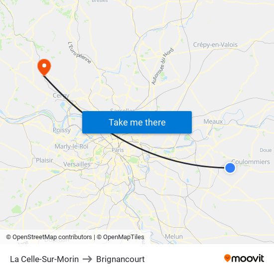La Celle-Sur-Morin to Brignancourt map