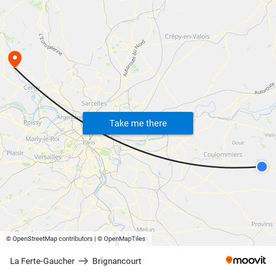 La Ferte-Gaucher to Brignancourt map