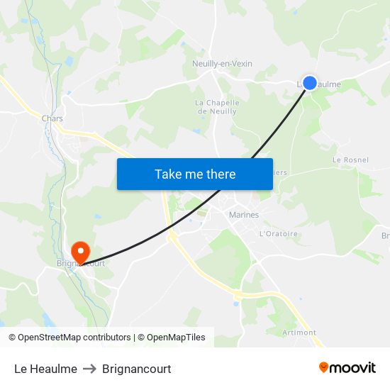 Le Heaulme to Brignancourt map