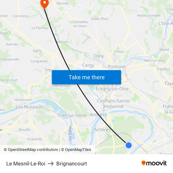 Le Mesnil-Le-Roi to Brignancourt map