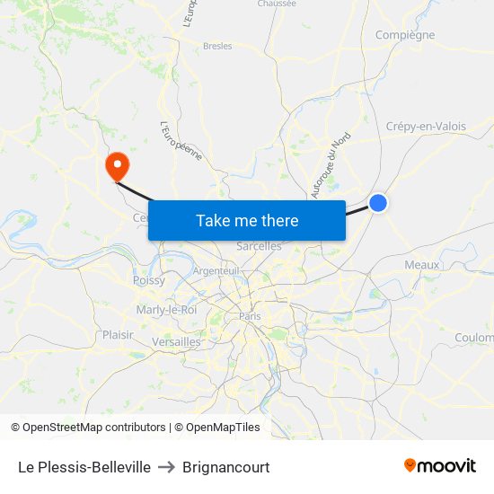 Le Plessis-Belleville to Brignancourt map