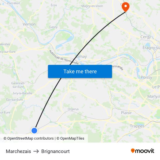 Marchezais to Brignancourt map