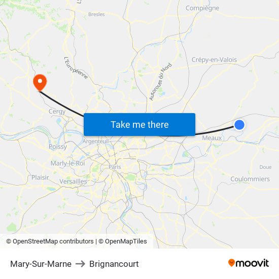 Mary-Sur-Marne to Brignancourt map