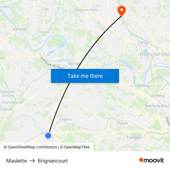Maulette to Brignancourt map