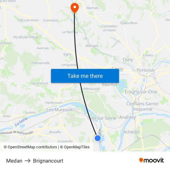 Medan to Brignancourt map