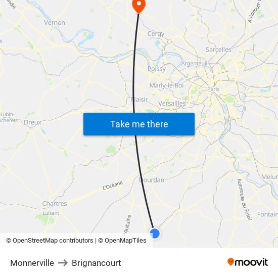 Monnerville to Brignancourt map