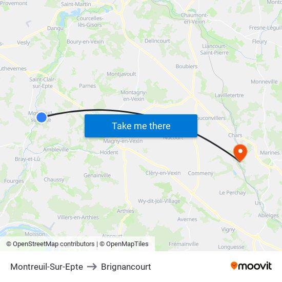 Montreuil-Sur-Epte to Brignancourt map