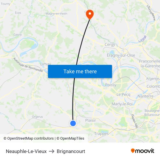 Neauphle-Le-Vieux to Brignancourt map