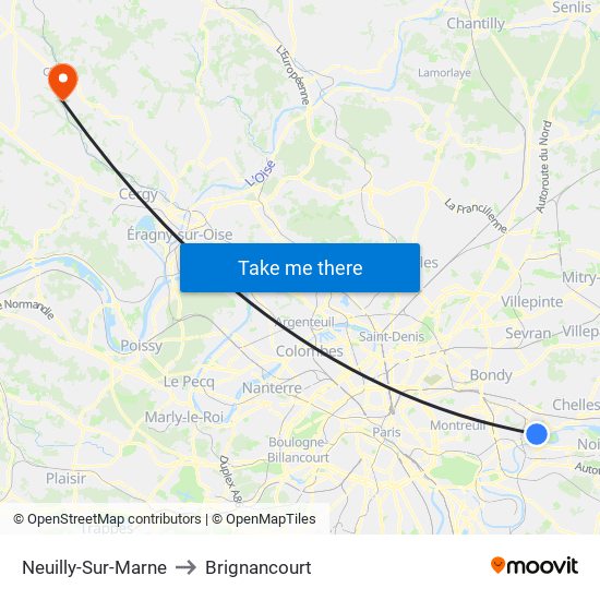 Neuilly-Sur-Marne to Brignancourt map