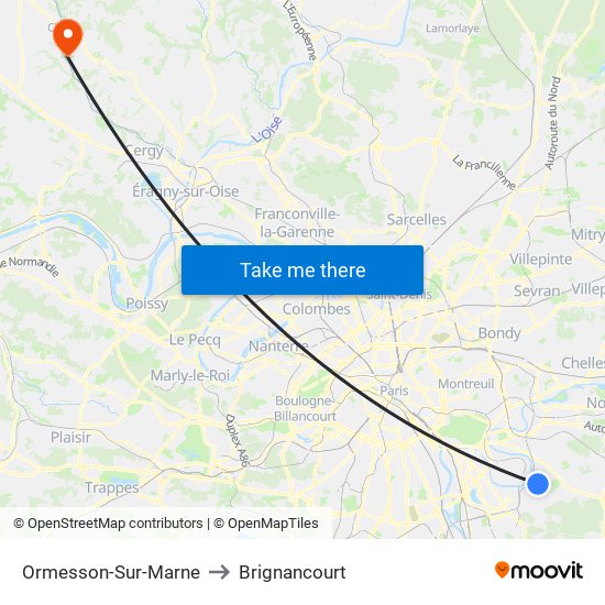 Ormesson-Sur-Marne to Brignancourt map