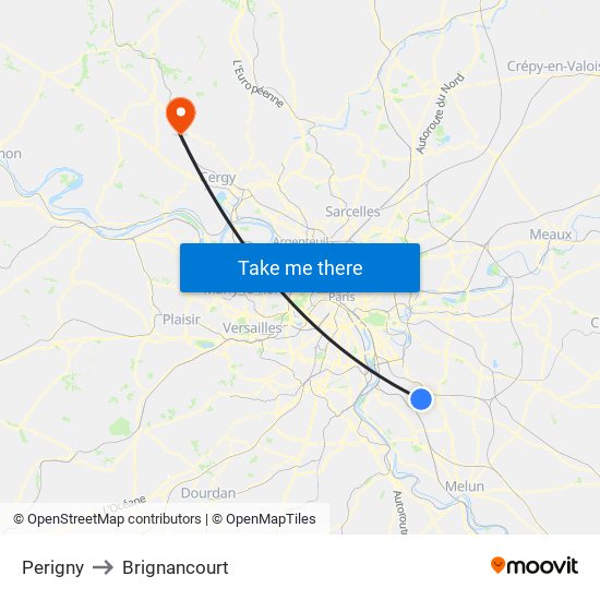 Perigny to Brignancourt map