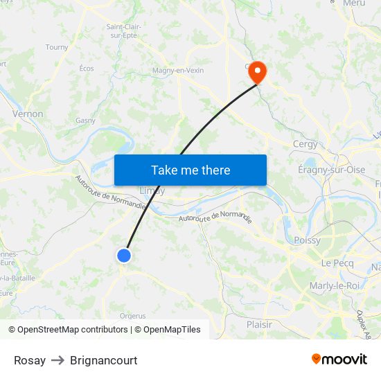 Rosay to Brignancourt map