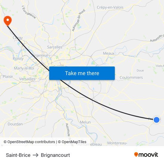 Saint-Brice to Brignancourt map