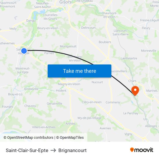 Saint-Clair-Sur-Epte to Brignancourt map