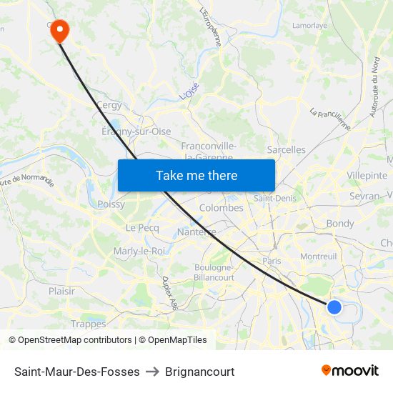 Saint-Maur-Des-Fosses to Brignancourt map