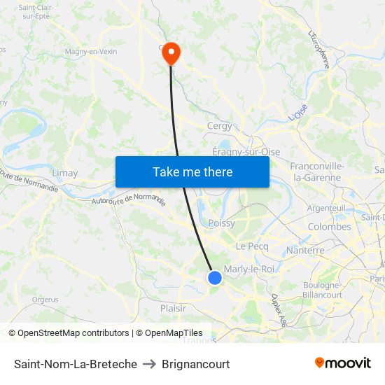 Saint-Nom-La-Breteche to Brignancourt map