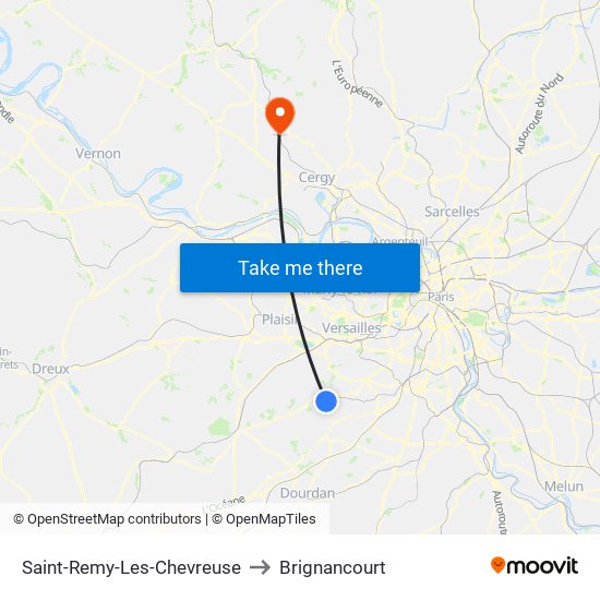Saint-Remy-Les-Chevreuse to Brignancourt map