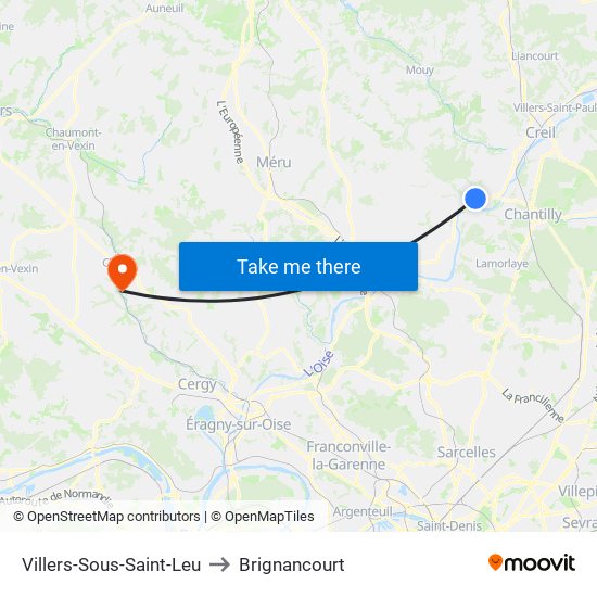 Villers-Sous-Saint-Leu to Brignancourt map