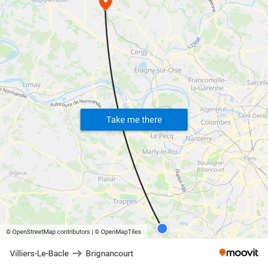 Villiers-Le-Bacle to Brignancourt map