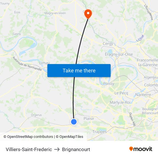 Villiers-Saint-Frederic to Brignancourt map