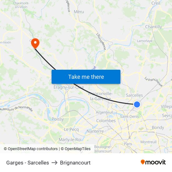 Garges - Sarcelles to Brignancourt map