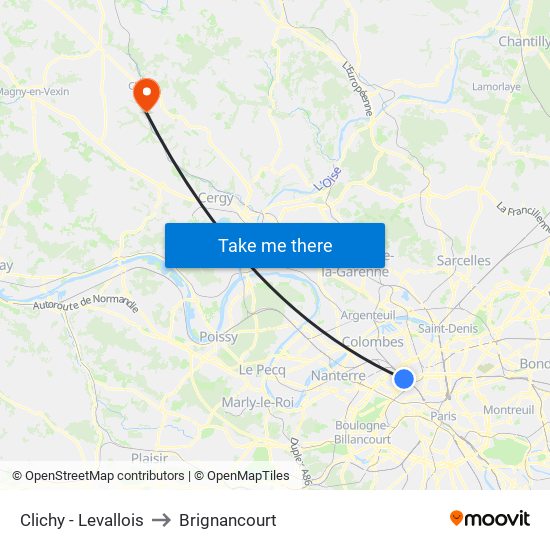 Clichy - Levallois to Brignancourt map